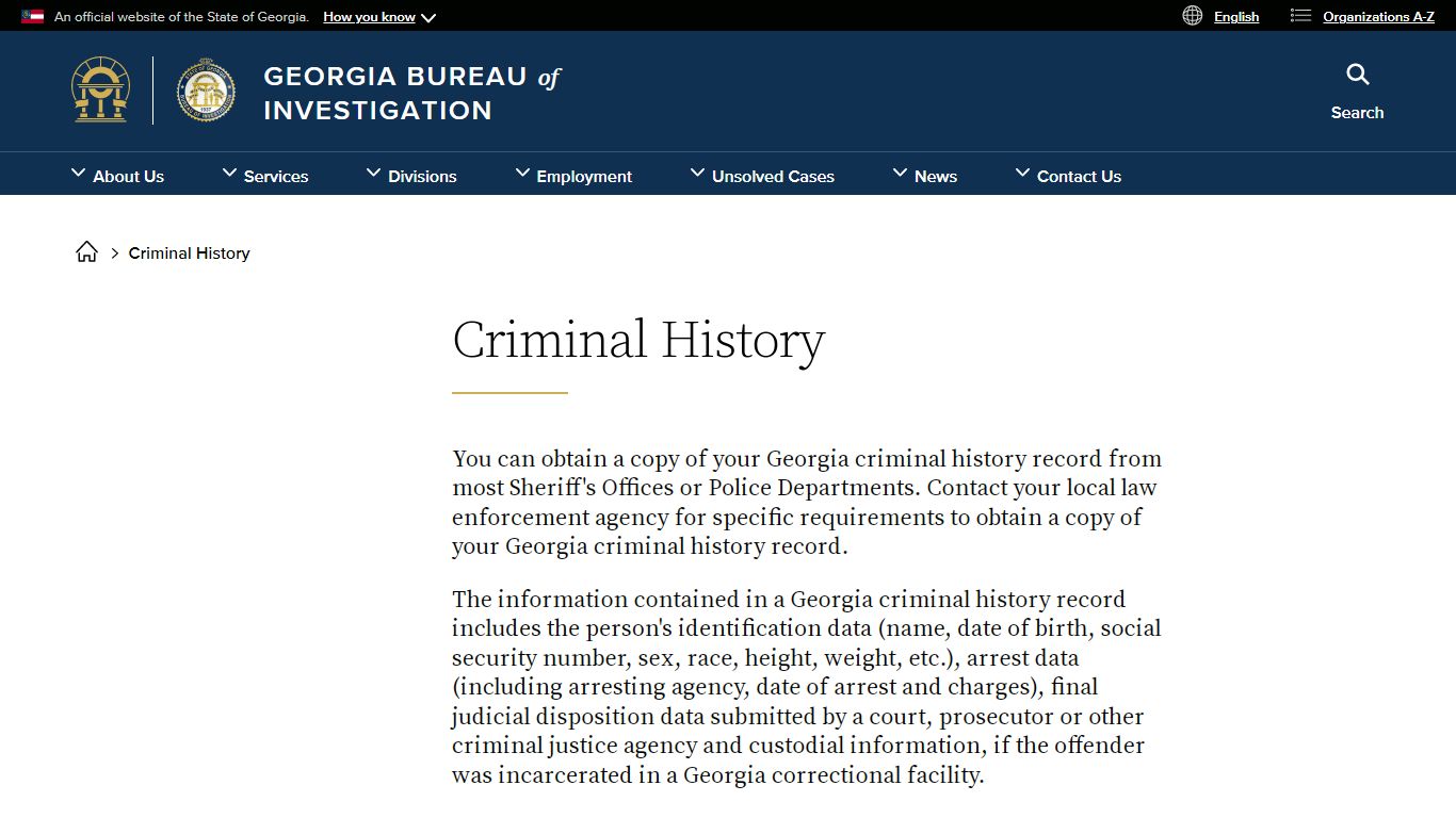 Criminal History | Georgia Bureau of Investigation