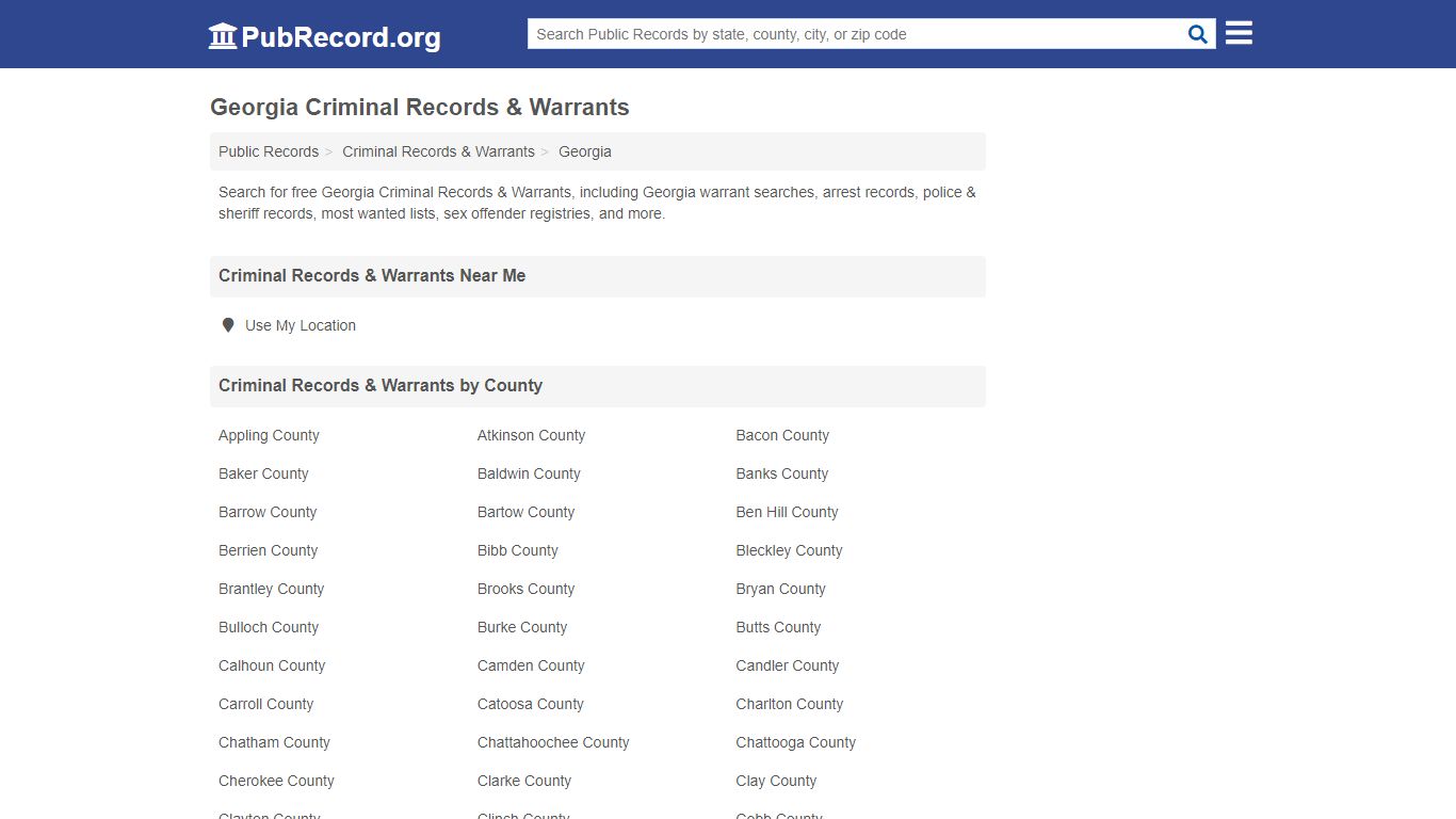 Free Georgia Criminal Records & Warrants - PubRecord.org